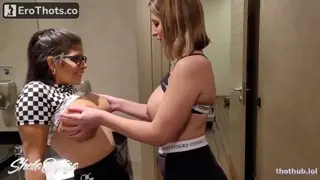 Shelia Ortega playing with boob and kissing friend