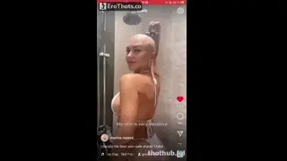 sexy girl shaves her head bald completely smooth