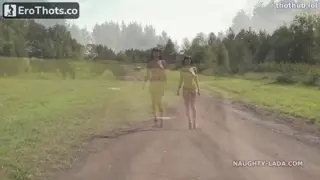 Big Breasts And Naughty Lada - Naked In Nature Solo